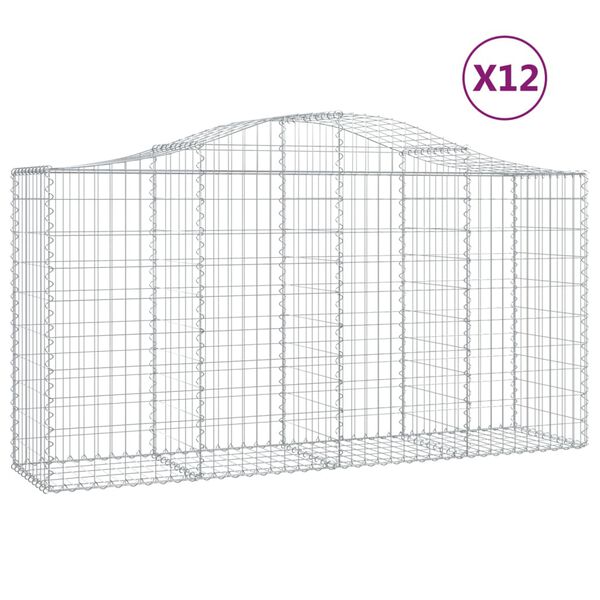 vidaXL Paniers à gabions arqués 12 pcs 200x50x100/120 cm fer galvanisé