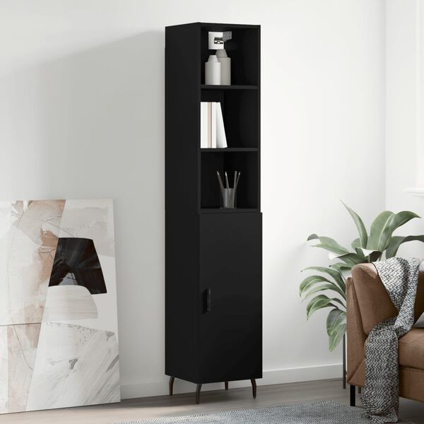 vidaXL Buffet haut Noir 34,5x34x180 cm Bois d'ing&eacute;nierie
