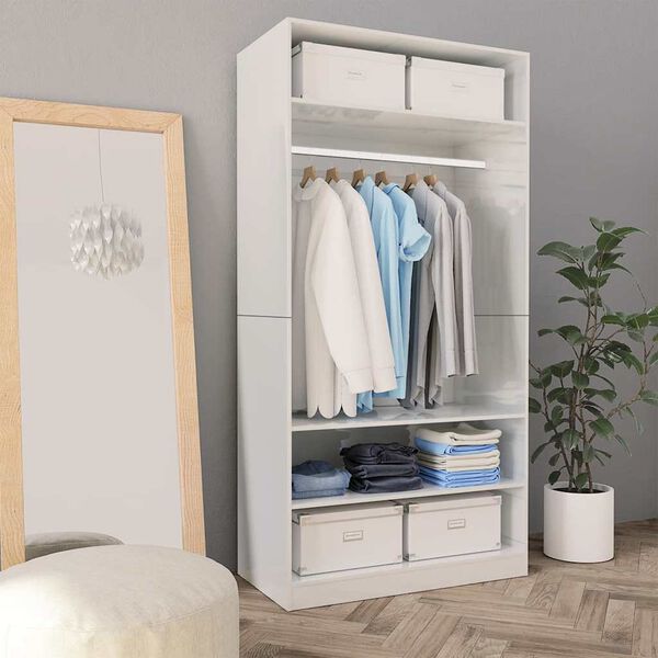 vidaXL Garde-robe Blanc brillant 100x50x200 cm Bois d'ing&eacute;nierie