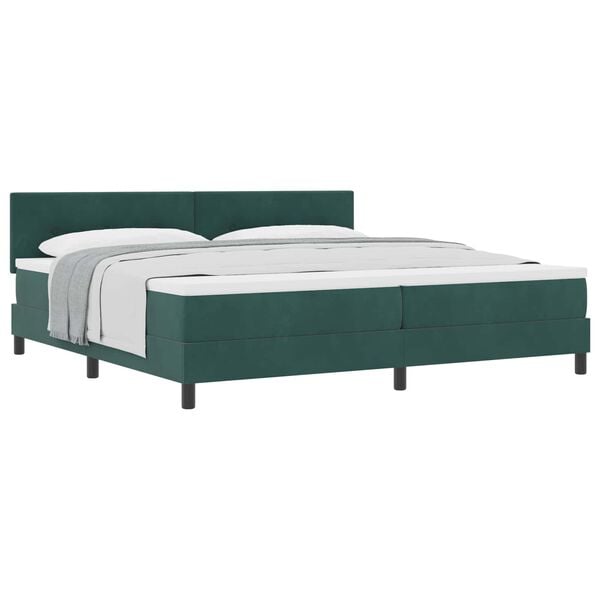 vidaXL Lit &agrave; ressorts avec matelas Vert fonc&eacute; 200 x 200 cm Velours