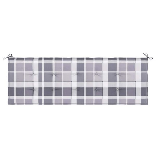 vidaXL Coussin de banc de jardin motif à carreaux gris 150x50x4 cm