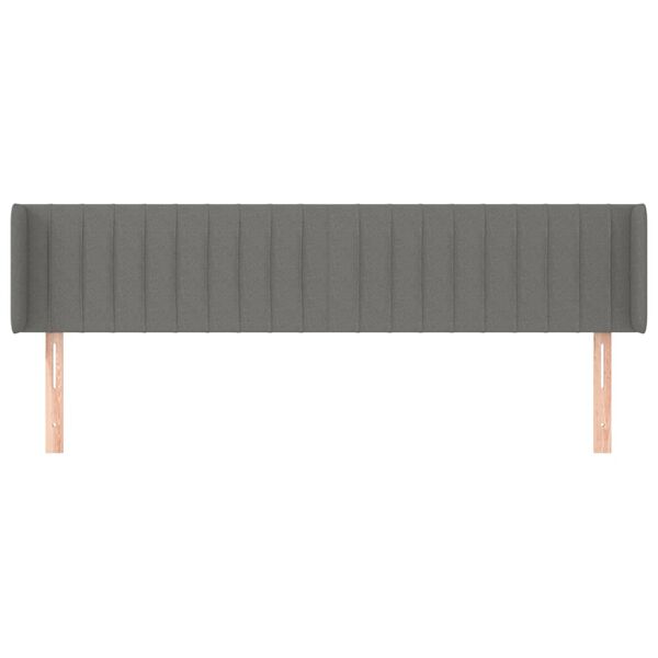 vidaXL T&ecirc;te de lit avec oreilles Gris fonc&eacute; 163x16x78/88 cm Tissu