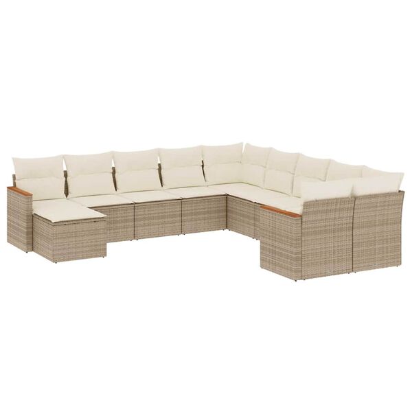 vidaXL Salon de jardin 11 pcs avec coussins beige résine tressée