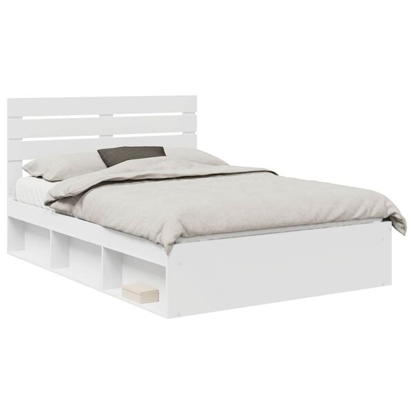 vidaXL Cadre de lit avec t&ecirc;te de lit Blanc 140 x 190 cm Pin massif
