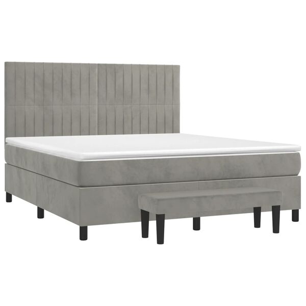 vidaXL Sommier &agrave; lattes de lit et matelas Gris clair 180x200cm Velours