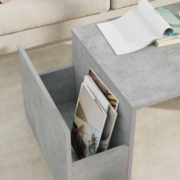 vidaXL Table basse Gris b&eacute;ton 90 x 45 x 35 cm Bois d'ing&eacute;nierie