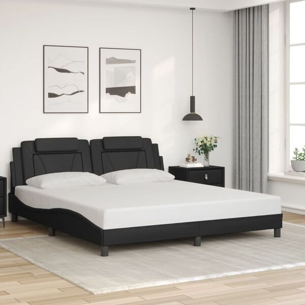 vidaXL Cadre de lit Viana avec LED sans matelas noir 180x200 cm