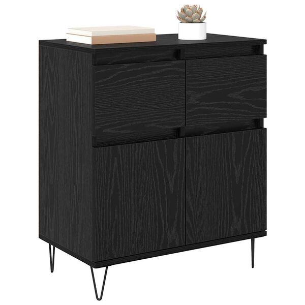 vidaXL Buffet Ch&ecirc;ne noir 60 x 35 x 70 cm Bois d'ing&eacute;nierie et fer