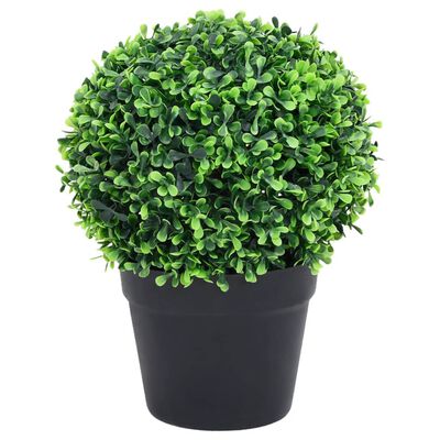 vidaXL Plantes de buis artificiel 2 pcs avec pots Boule Vert 37 cm