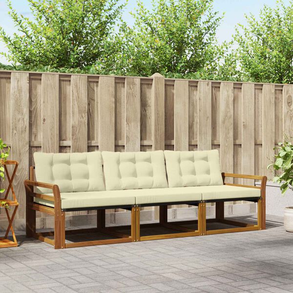 vidaXL Ensemble de canap&eacute;s d'ext&eacute;rieur 3 pcs Naturel et Cr&egrave;me
