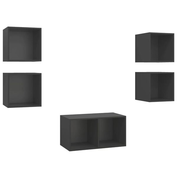 vidaXL Ensemble de meuble TV 5 pcs Gris Bois d'ing&eacute;nierie