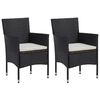 vidaXL Ensemble à dîner de jardin avec coussins 3 pcs poly rotin noir