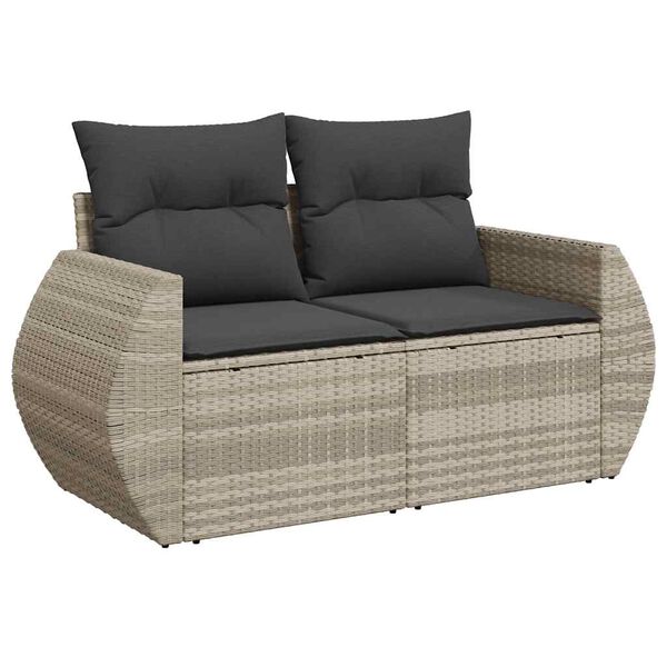 vidaXL Salon de jardin 11 pcs avec coussins gris clair r&eacute;sine tress&eacute;e