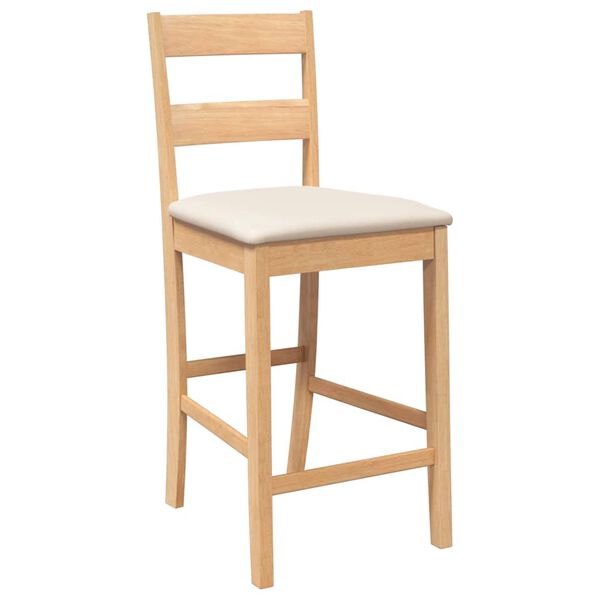 vidaXL Tabourets de bar avec coussins 2pcs naturel bois massif d'h&eacute;v&eacute;a