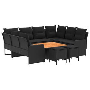 vidaXL Ensembles de meubles 8 pc Noir Rotin PE