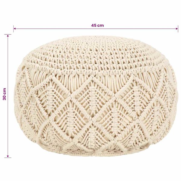 vidaXL Pouf fait &agrave; la main en macram&eacute; 45 x 30 cm Coton