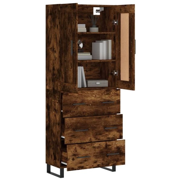 vidaXL Buffet haut Ch&ecirc;ne fum&eacute; 69,5x34x180 cm Bois d'ing&eacute;nierie