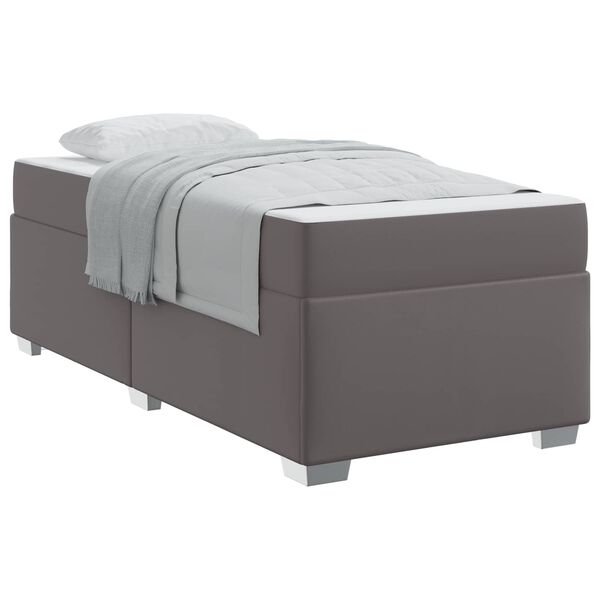vidaXL Cadre de lit avec matelas Gris 90 x 190 cm tissu