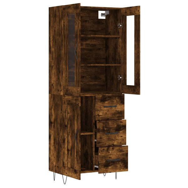 vidaXL Buffet haut Ch&ecirc;ne fum&eacute; 69,5x34x180 cm Bois d'ing&eacute;nierie