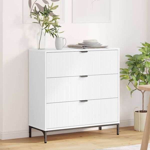 vidaXL Buffet avec tiroir Blanc 79,5 x 33 x 82 cm Bois d'ing&eacute;nierie