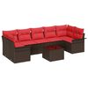 vidaXL Ensemble de canap&eacute; de jardin 8 pc Beige et Rouge polyrotin