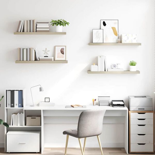 vidaXL &Eacute;tag&egrave;res murales flottantes 4 pcs ch&ecirc;ne 90x23,5x3,8 cm MDF