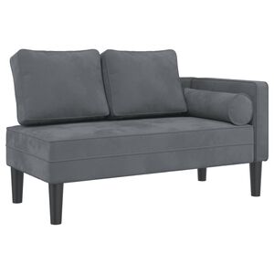 vidaXL Chaise longue avec coussins gris fonc&eacute; velours
