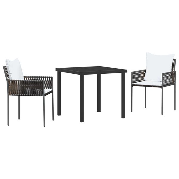 vidaXL Ensemble de salle &agrave; manger pour jardin 3 pcs Marron et Noir