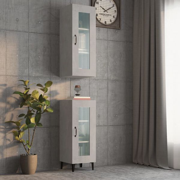 vidaXL Armoire murale suspendue Gris béton 34,5x34x90 cm