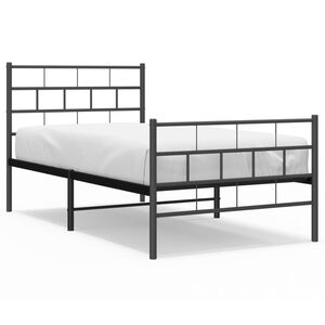 vidaXL Cadre de lit m&eacute;tal sans matelas avec pied de lit noir 90x200 cm