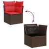 vidaXL Salon de jardin avec coussins 7pcs marron résine tressée acacia