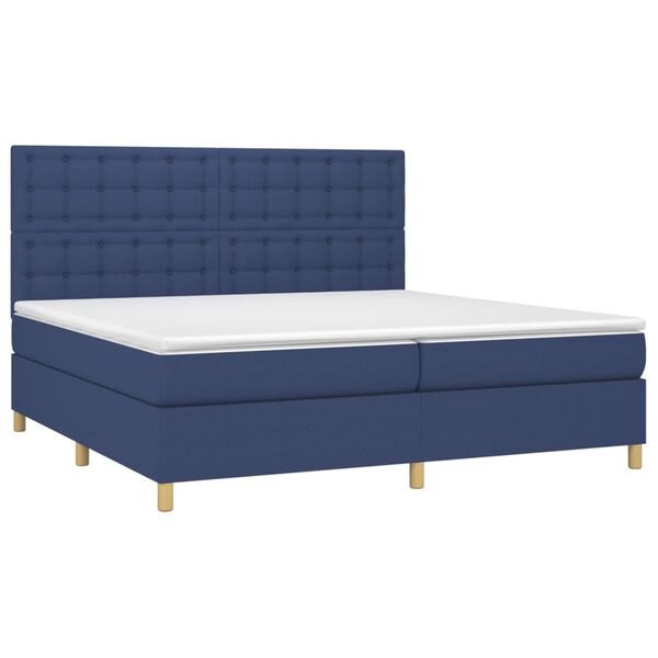 vidaXL Sommier &agrave; lattes de lit avec matelas Bleu 200x200 cm Tissu