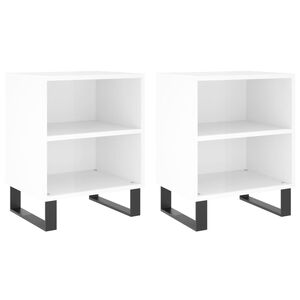 vidaXL Tables de chevet 2pcs blanc brillant 40x30x50cm bois ing&eacute;nierie