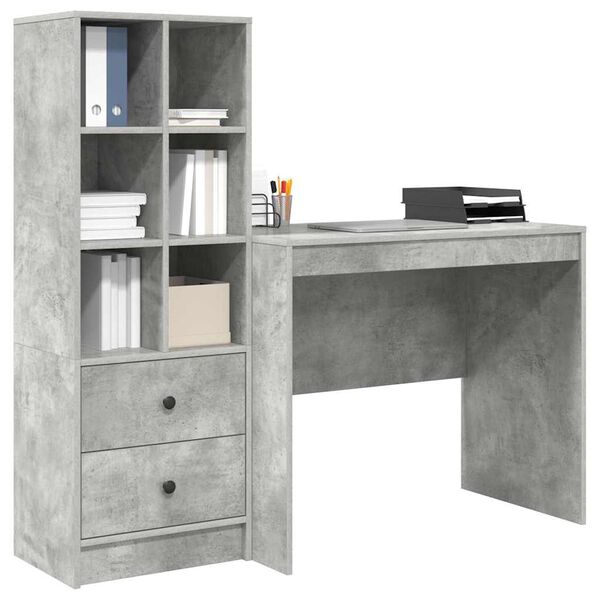 vidaXL Bureau avec tiroir 2 pcs Gris b&eacute;ton
