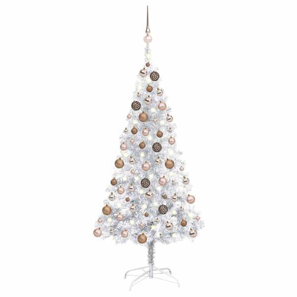 vidaXL Arbre de Noël artificiel pré-éclairé/boules argenté 120 cm PET