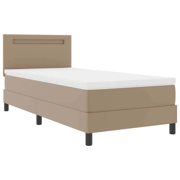 vidaXL Lit &agrave; ressorts avec matelas Cappuccino 90 x 190 cm Simili cuir