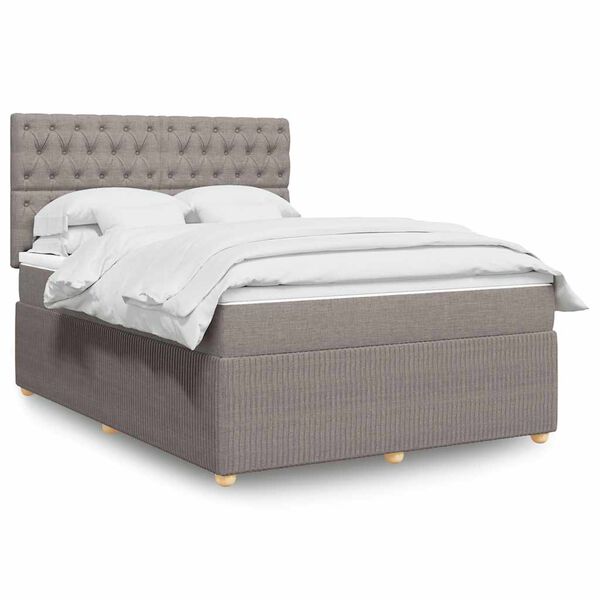 vidaXL Sommier &agrave; lattes de lit avec matelas Taupe 160x200 cm Tissu