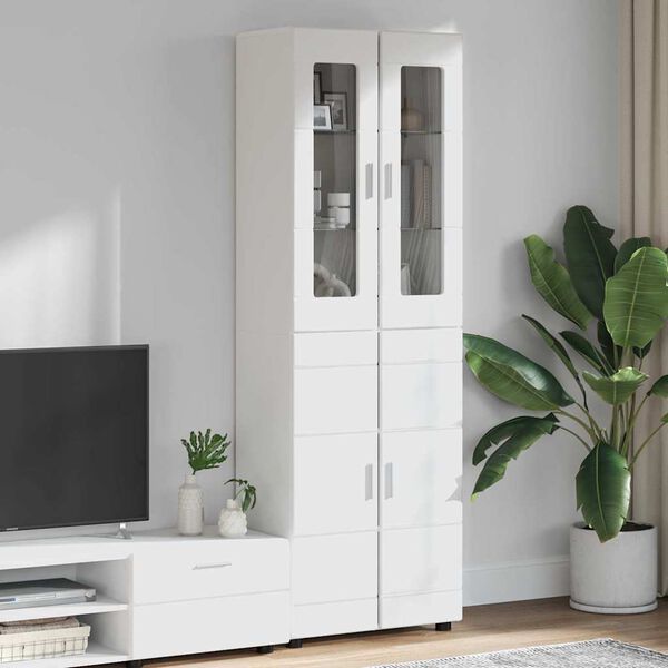 vidaXL Haut Armoire Blanc 60 x 35 x 182 cm Bois d'ing&eacute;nierie