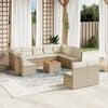 vidaXL Salon de jardin avec coussins 12 pcs beige r&eacute;sine tress&eacute;e