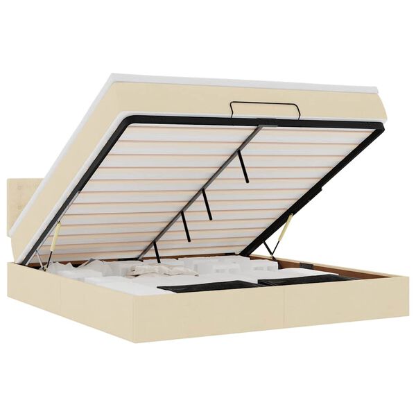 VidaXL Cadre de lit ottoman avec matelas crème 180x200 cm tissu