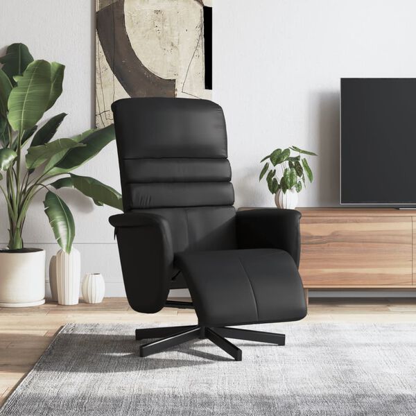 vidaXL Fauteuil inclinable avec repose-pieds noir similicuir