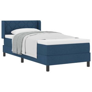 vidaXL Lit &agrave; ressorts avec matelas Bleu 200 x 100 cm Polyester