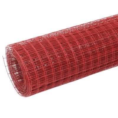 vidaXL Grillage Acier avec revêtement en PVC 25x1 m Rouge