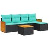 vidaXL Salon de jardin 6 pcs avec coussins noir r&eacute;sine tress&eacute;e