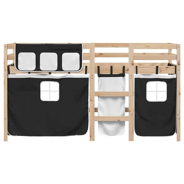 vidaXL Lit mezzanine pour enfants avec rideaux sans matelas 80x200 cm