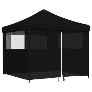 vidaXL Tente de r&eacute;ception pliable escamotable 4 parois lat&eacute;rales noir