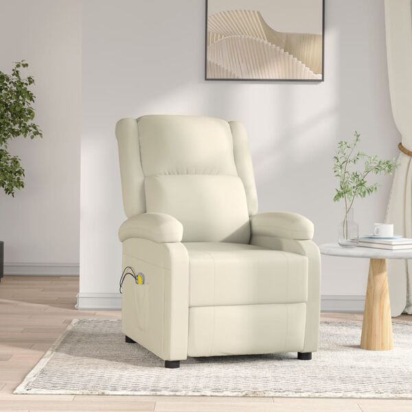 vidaXL Fauteuil de massage électrique Blanc Similicuir