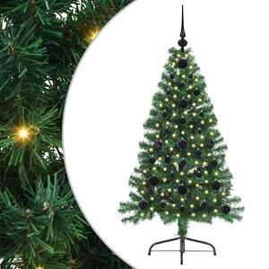 vidaXL Sapin de No&euml;l artificiel pr&eacute;-&eacute;clair&eacute; Vert 120 cm PVC