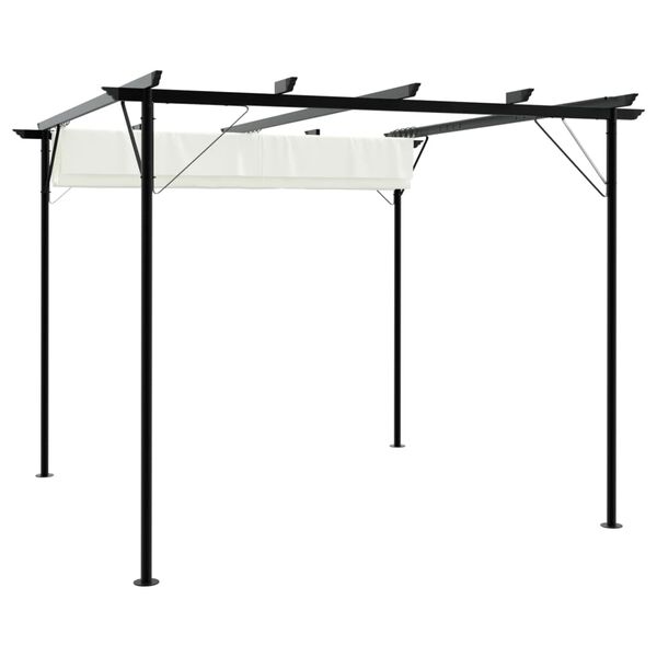 vidaXL Pergola avec toit rétractable Blanc crème 3 x 3 m Acier