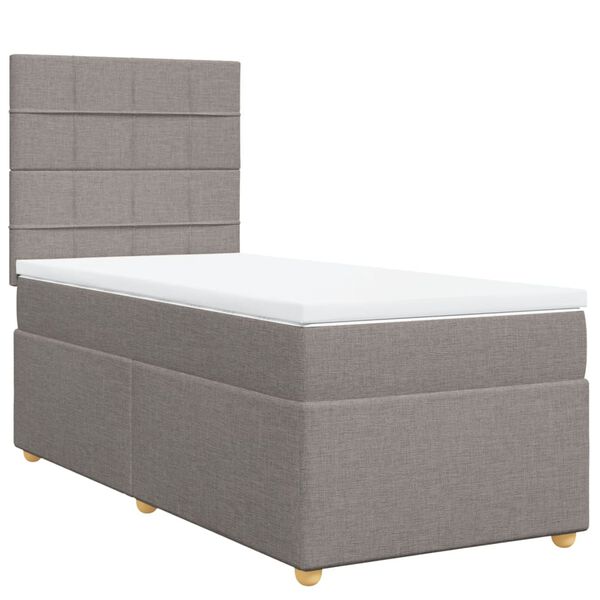 vidaXL Sommier &agrave; lattes de lit avec matelas Taupe 80x200 cm Tissu